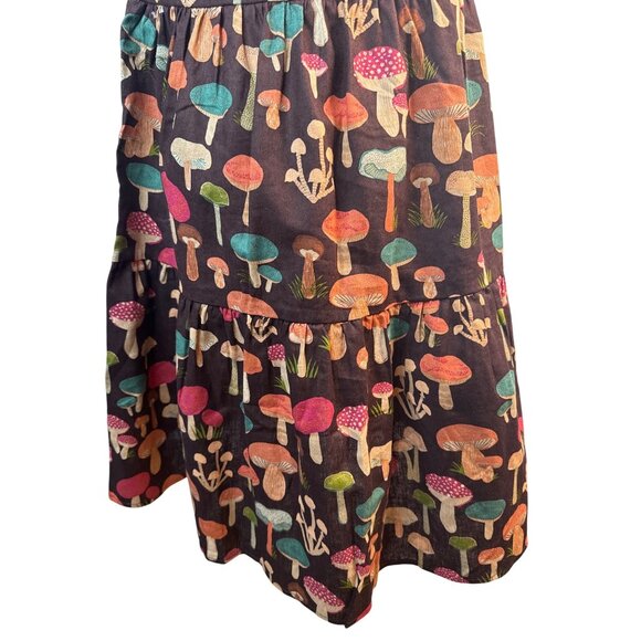 Princess Highway Size 2 Mushroom Print Short Sleeve Tiered Dress Linen Blend NWT - Picture 13 of 16